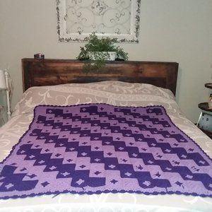 Vintage Afghan Full Size Lavender and Purple